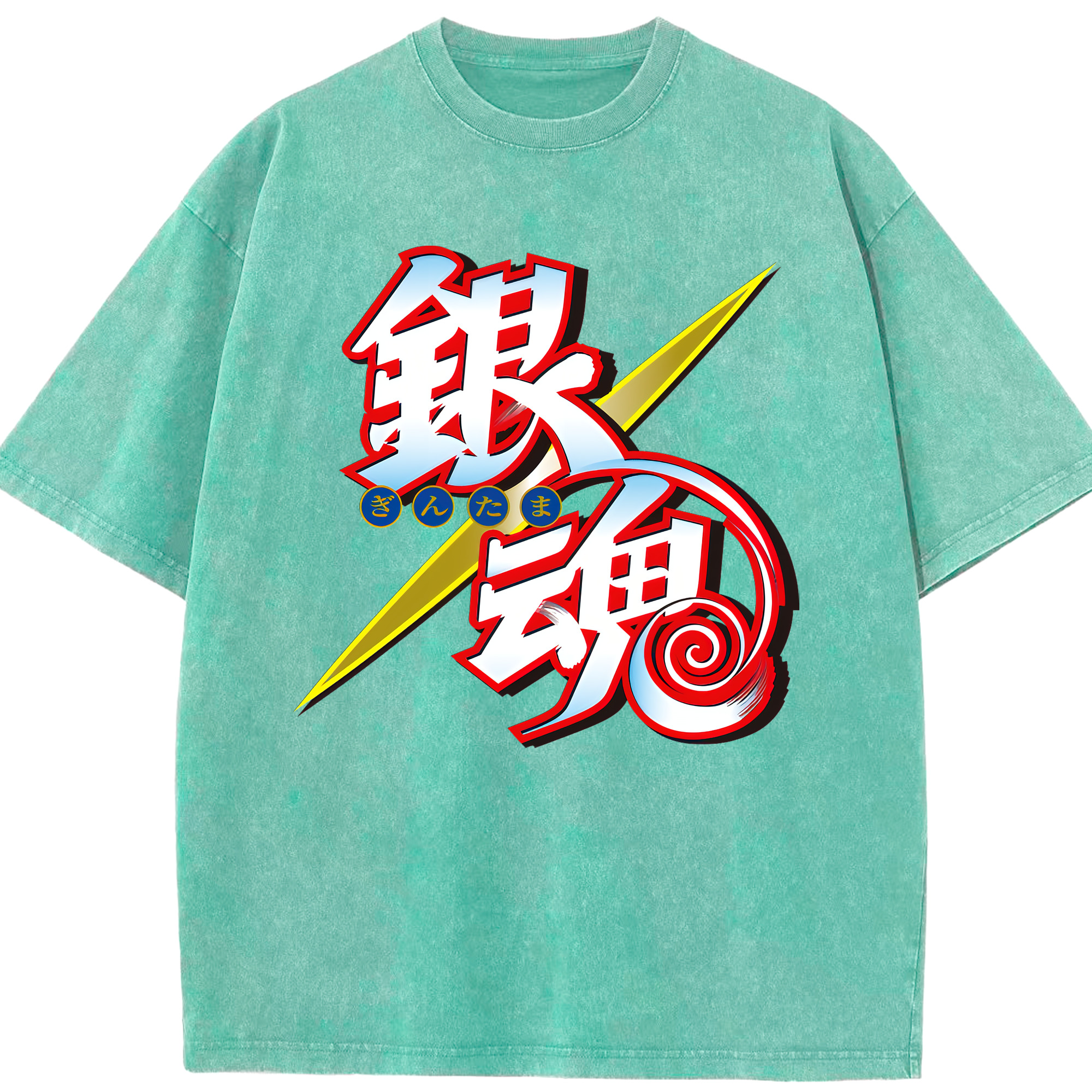 （画像用） ぎんたま 坂田銀時（さかたぎんとき） 神楽 志村新八（しむら しんぱち） GINTAMA Sakata Gintoki Kagura Shimura Shinpachi 綿100% ヴィンテージ風 半袖Tシャツ（フロントプリント）